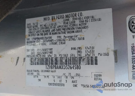 2013 Ford Mustang V6 из США, поврежденный, VIN 1ZVBP8AMXD5264580